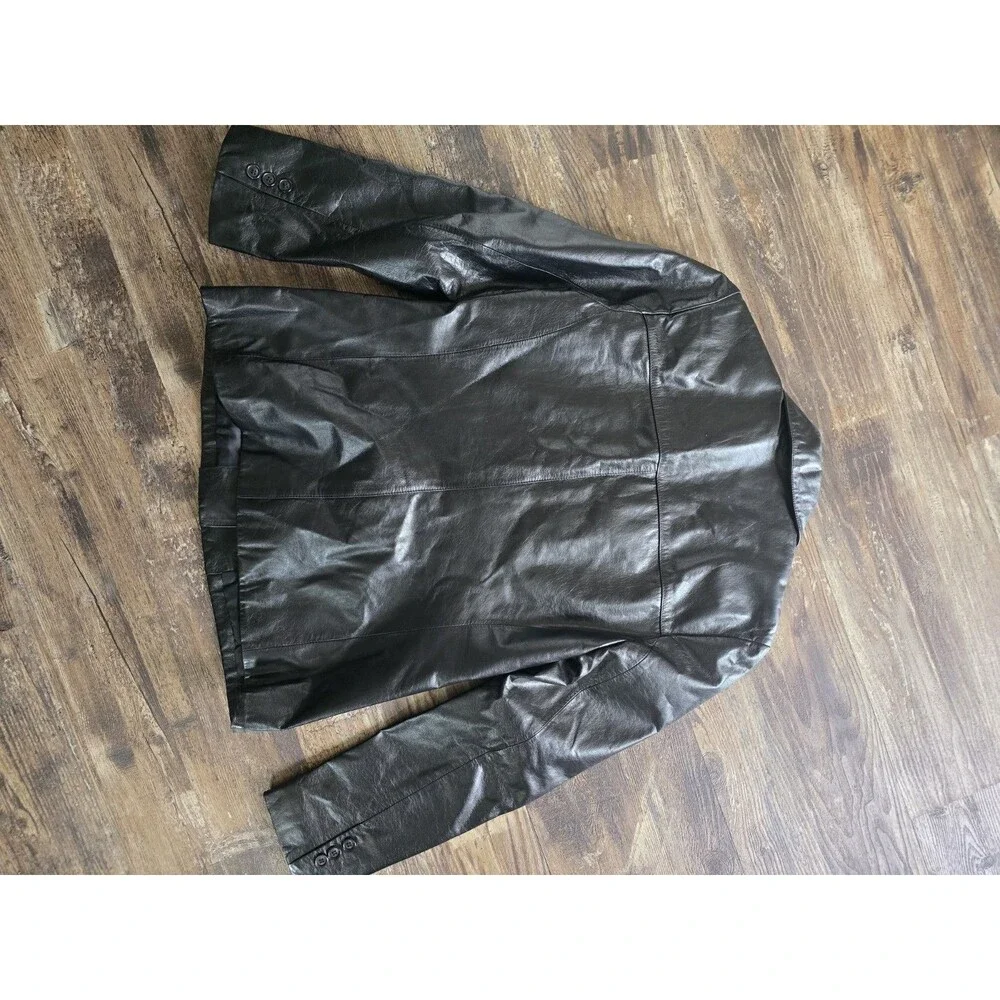 Danier Black Genuine Leather Blazer Jacket Women's Size 8-10 (M) Tailored Notch